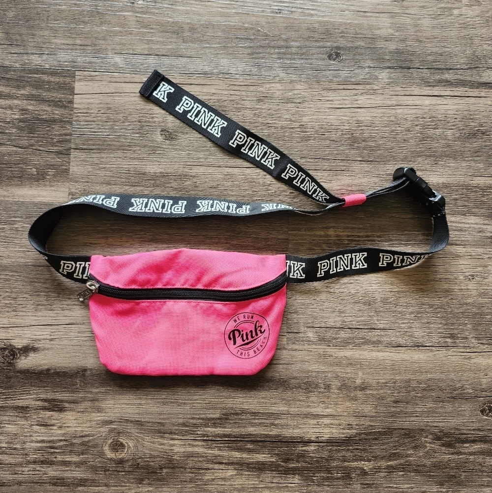 PINK Victoria Secret's Hot Pink Logo Waist Fanny Pack Bag with Branded Strap